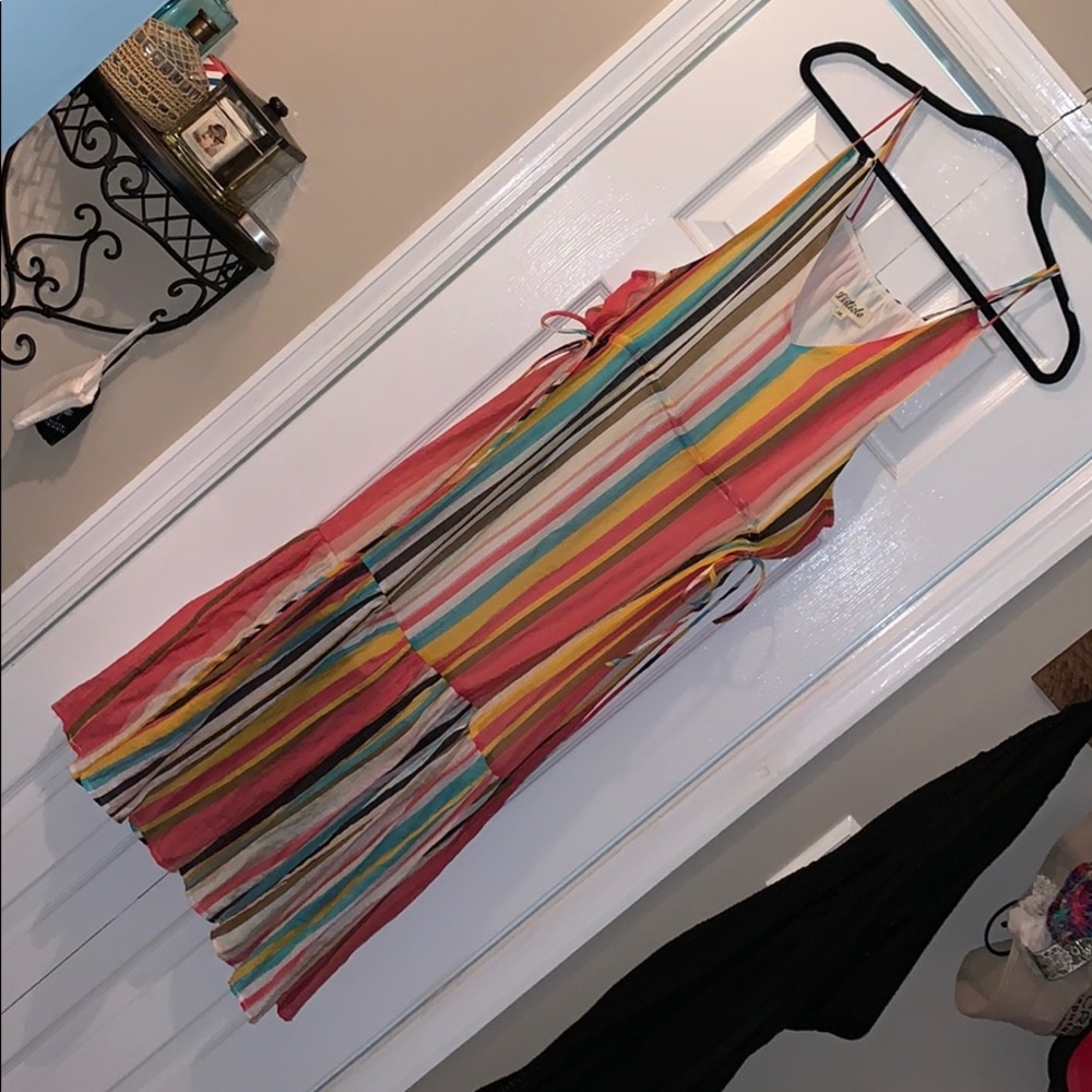 Multicolor stripe blouson dress
